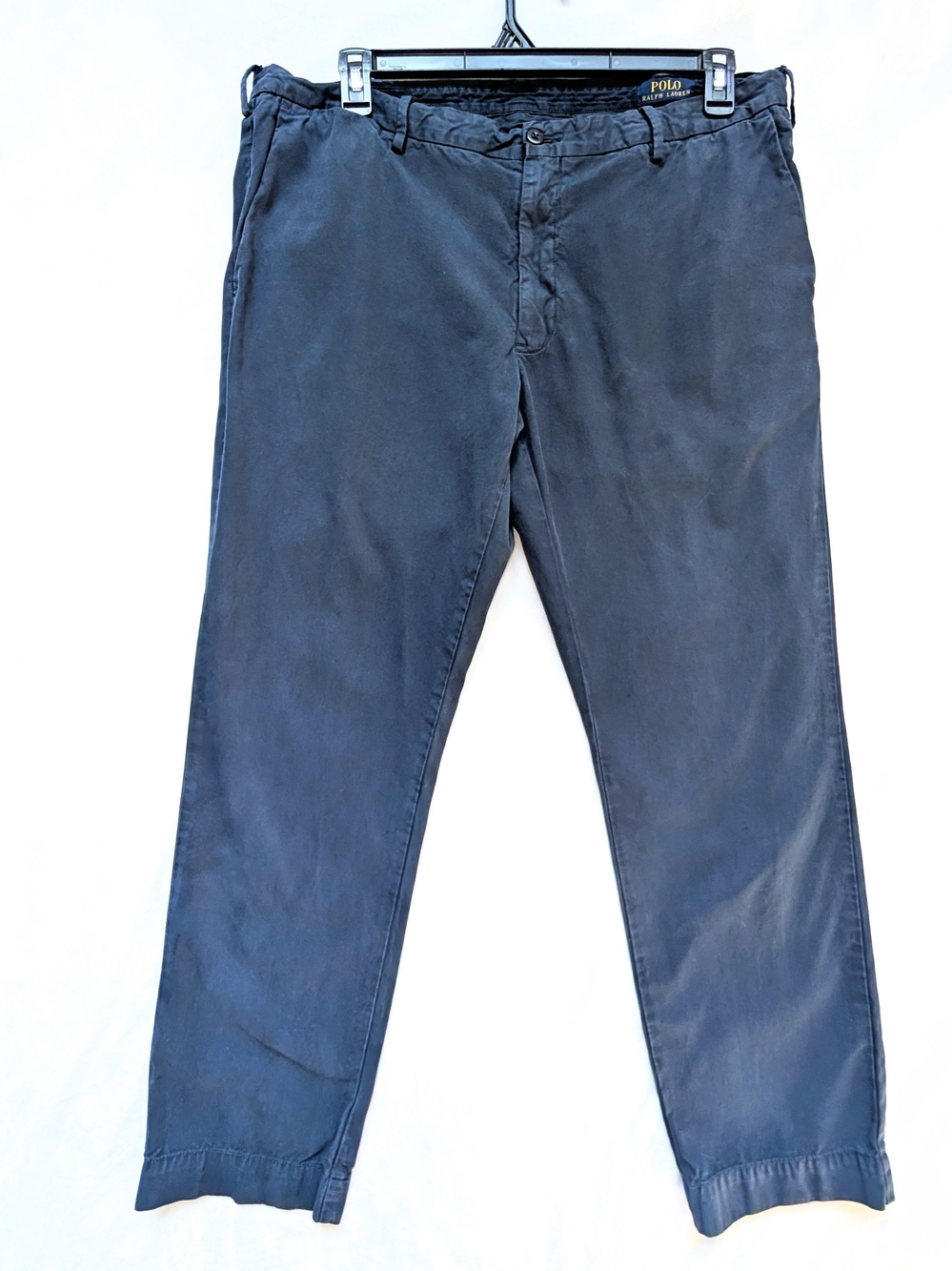 Mens Polo Ralph Lauren Slim Fit Chino Pants 38×30 Pima Cotton Navy Blue Soft